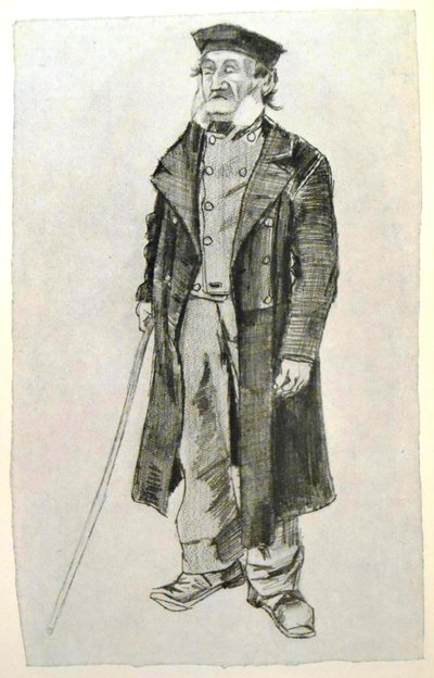 Arbejdshusfange med skallehætte og pind af Vincent van Gogh